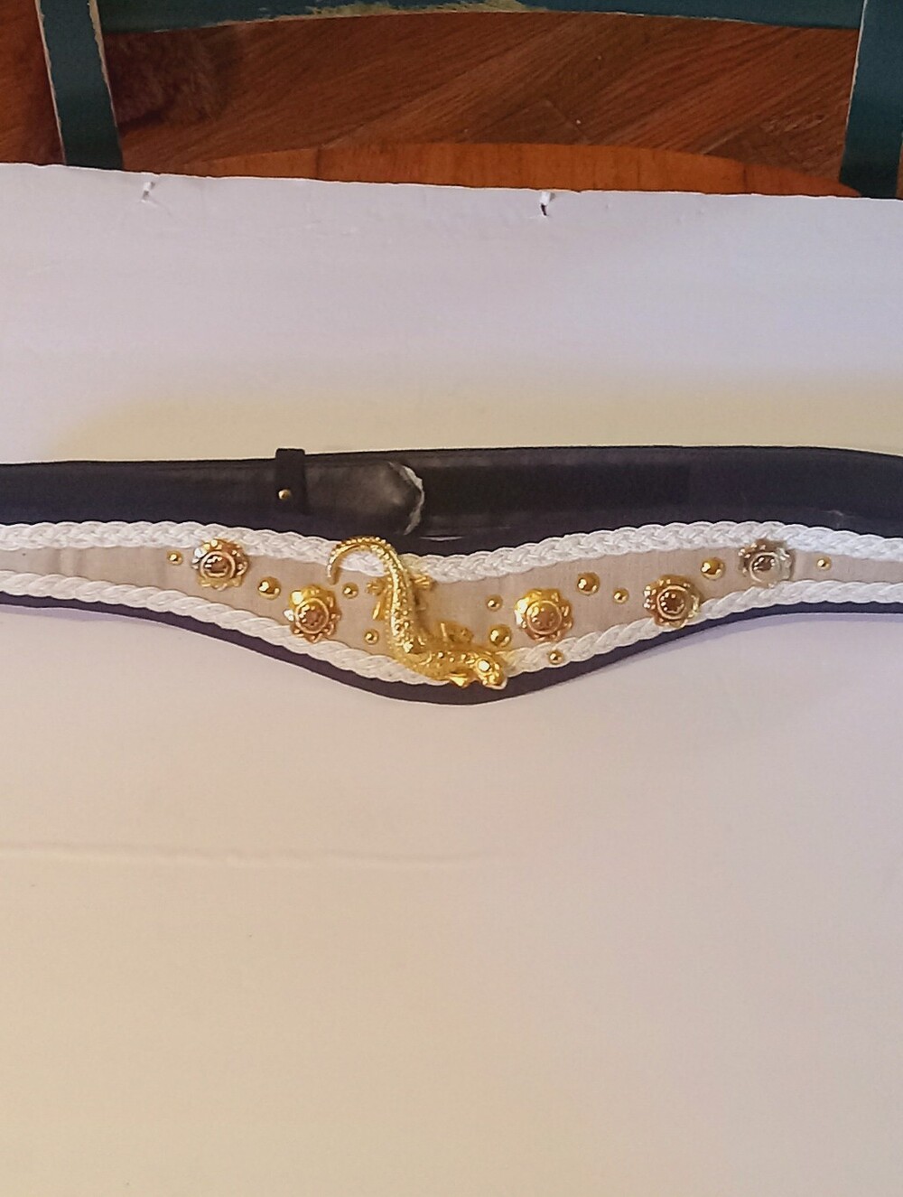 VTG Gecko Lizard Embellished Belt Size Large Unique